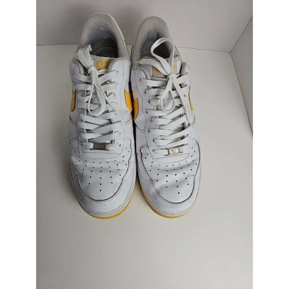 Nike Air Force 1 Men's Size 12 Sneakers White with yellow check and bottom